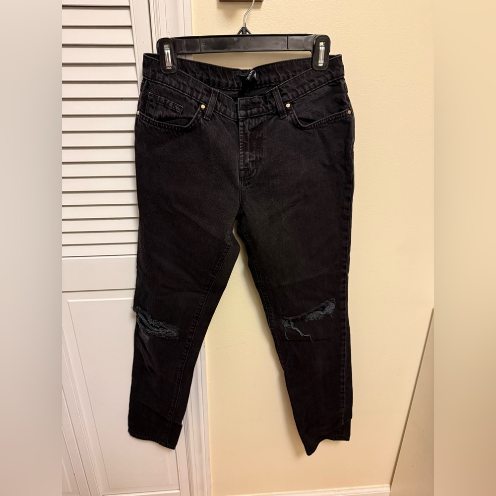 J Brand Mid-Rise Straight Leg Distressed Jean